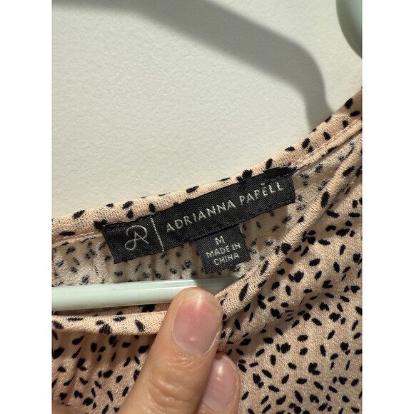 Adrianna Papell Crew Neck 3/4 Sleeve Pleated Crepe Top Size M Medium - Picture 4 of 6